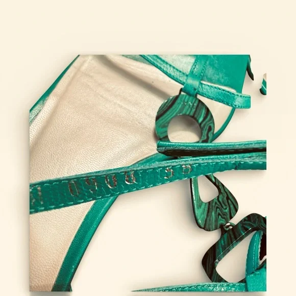 Christian Dior Green Strappy Leather Flat T Strap Thong Sandals - Size 38 US 8 - Picture 7 of 11